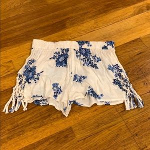 En Crėme Blue flower float shorts